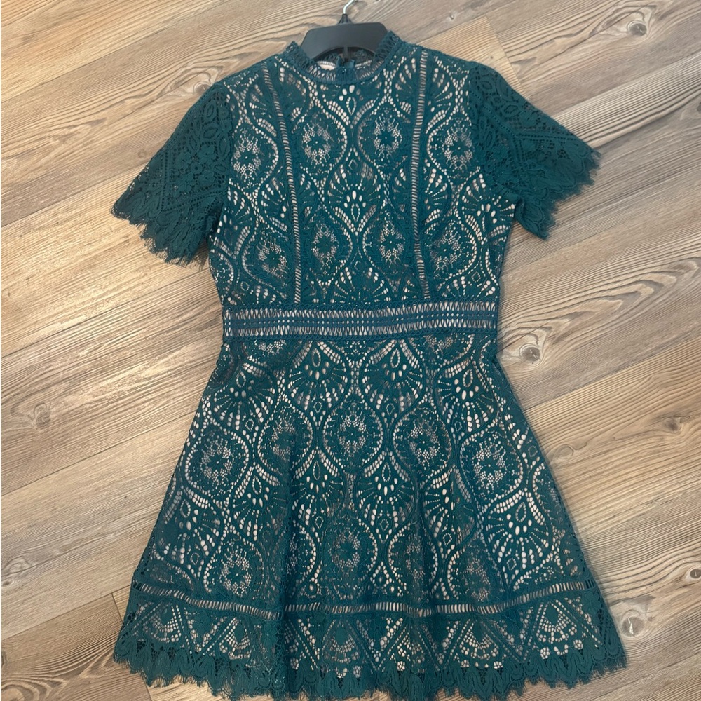BB Dakota Teal Lace Mini Dress